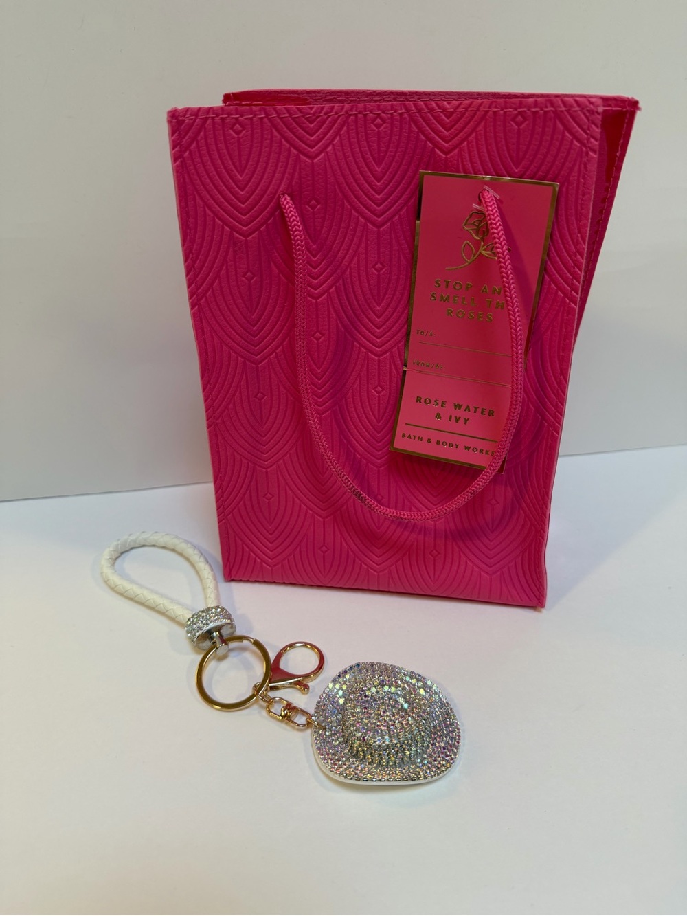 Sparkly Hat Keychain or Bag Charm Accessory and Pink Bag NWT